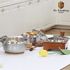 [M.v.Eisenberg] Vergnugen Pot Coréen 3 Plis | Set de 4 pièces 16cm 20cm 24cm support en bois | Acier inoxydable et aluminium triple couche | Durable, hygiénique, fonctionne au gaz, à induction et plus encore